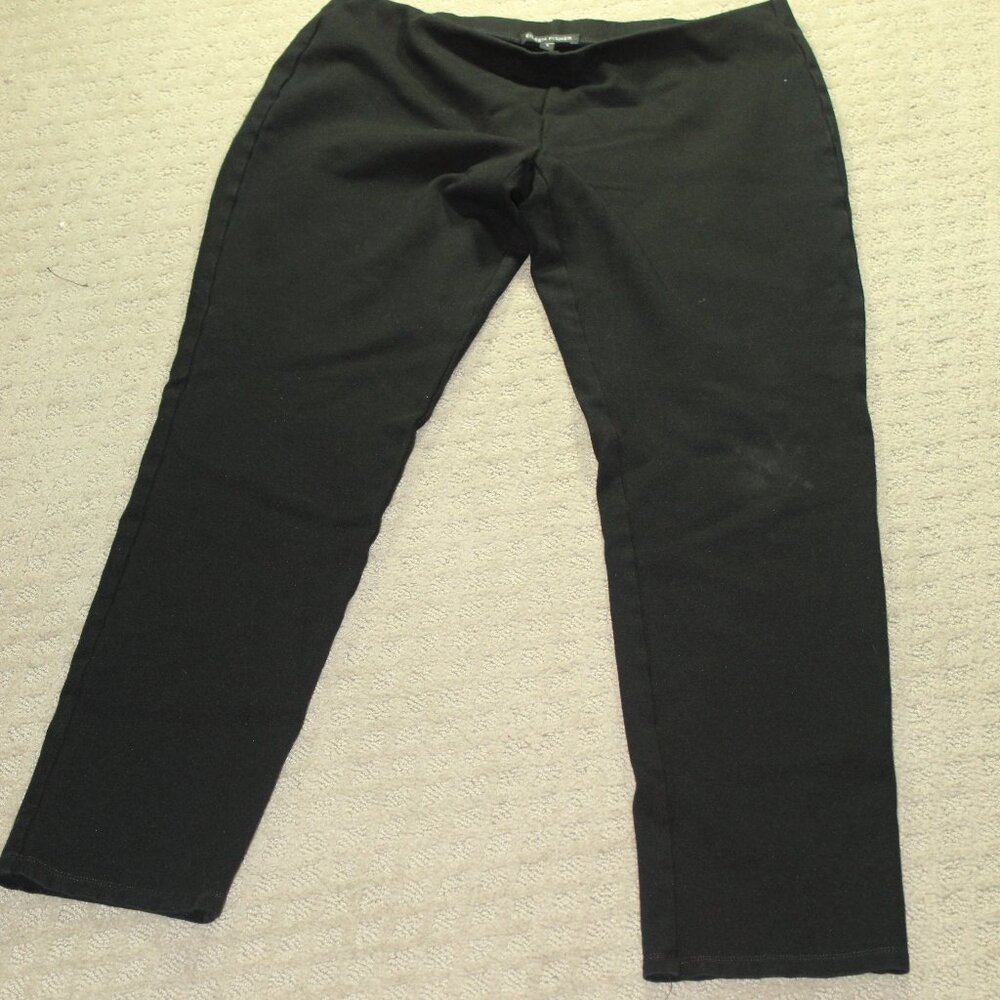 Eileen Fisher Pants Women 6 Black Pull On Stretch Slim Tapered Leg Minimalist